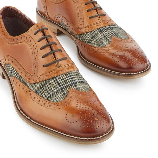 Tasker & Shaw | Luxury Menswear | Leven Oxford Tan/Tweed