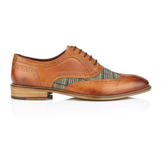 Tasker & Shaw | Luxury Menswear | Leven Oxford Tan/Tweed