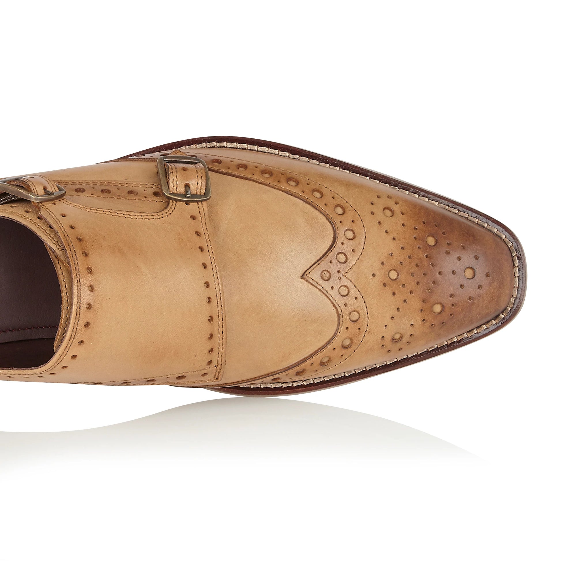 Tasker & Shaw | Luxury Menswear | Iona Monk Strap Brogue Tan