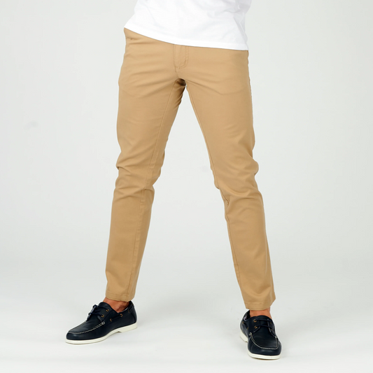 Tasker & Shaw | Luxury Menswear | Beige Slim Fit Strech Chinos