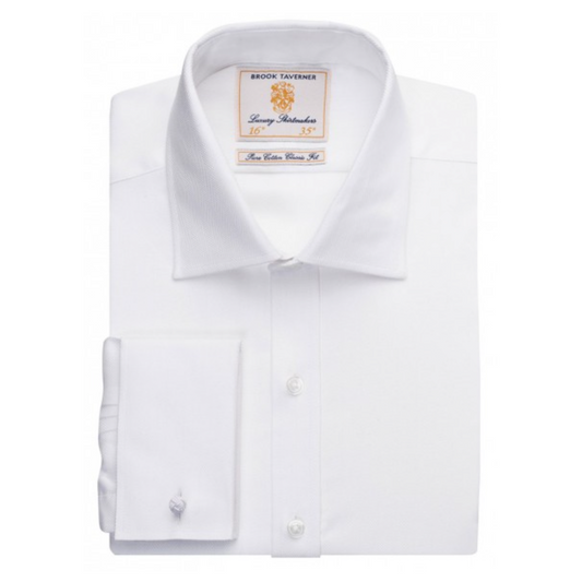 Tasker & Shaw | Luxury Menswear | WHITE SUPERFINE COTTON DOUBLE CUFF SHIRT