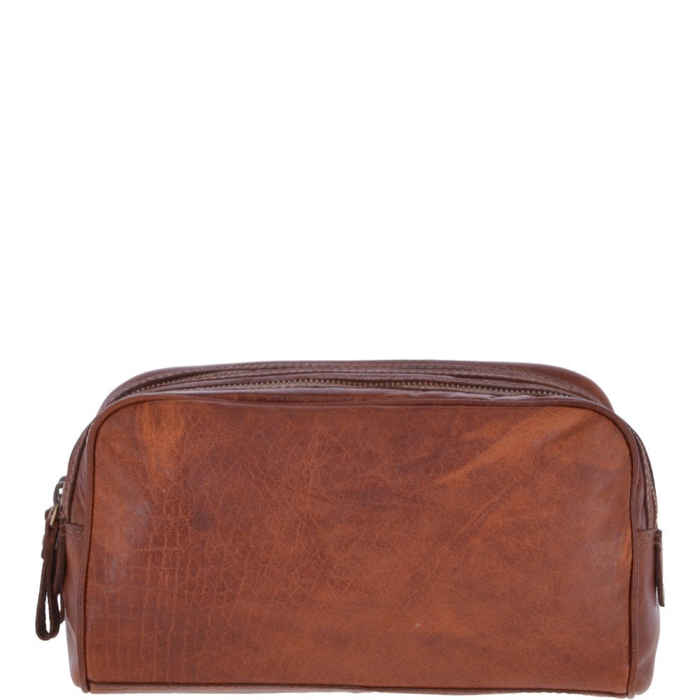 Tasker & Shaw | Luxury Menswear | Twin zip leather washbag
