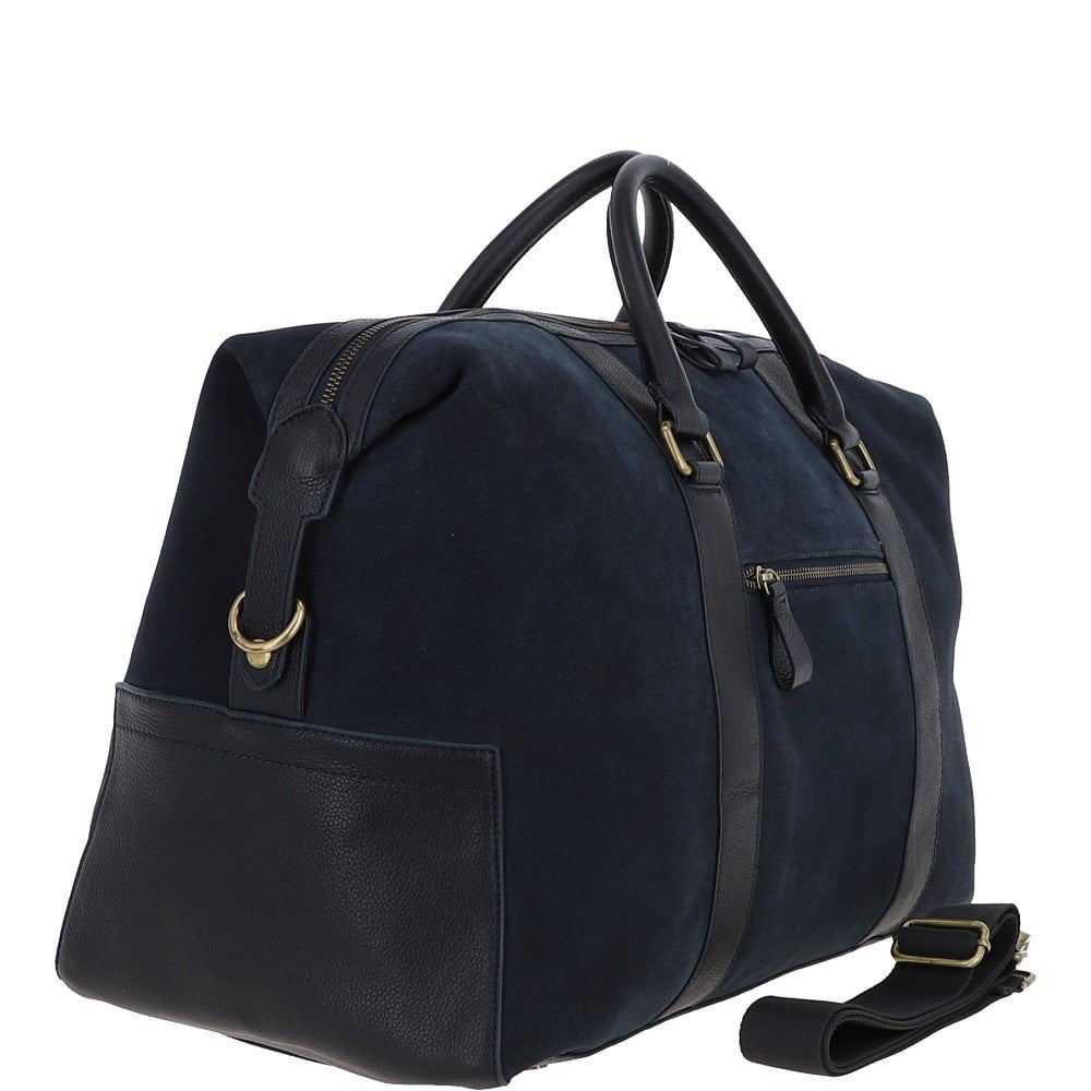 Tasker & Shaw | Luxury Menswear | Harrington suede and Leather Luxury Holdall / Weekender