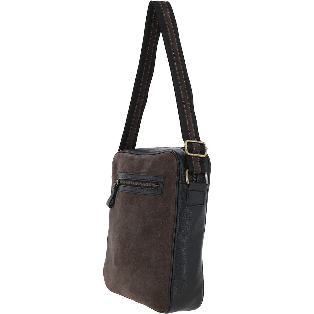 Tasker & Shaw | Luxury Menswear | Dani suede and Leather Luxury Body Bag (Tablet Friendly)
