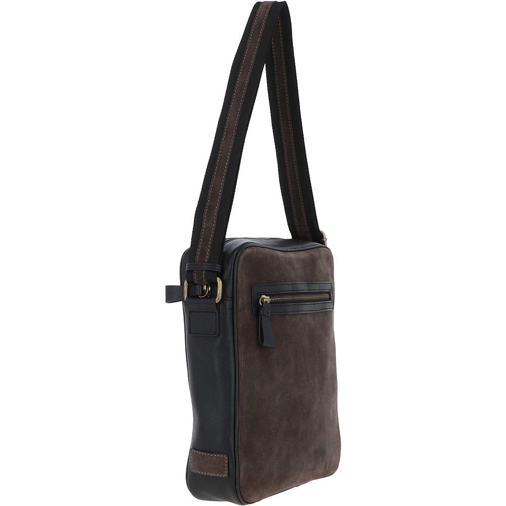 Tasker & Shaw | Luxury Menswear | Dani suede and Leather Luxury Body Bag (Tablet Friendly)
