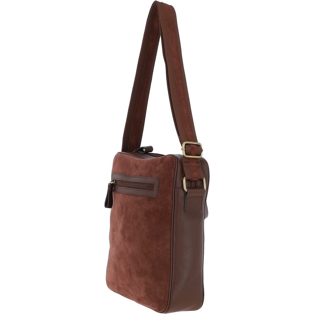 Tasker & Shaw | Luxury Menswear | Dani suede and Leather Luxury Body Bag (Tablet Friendly)