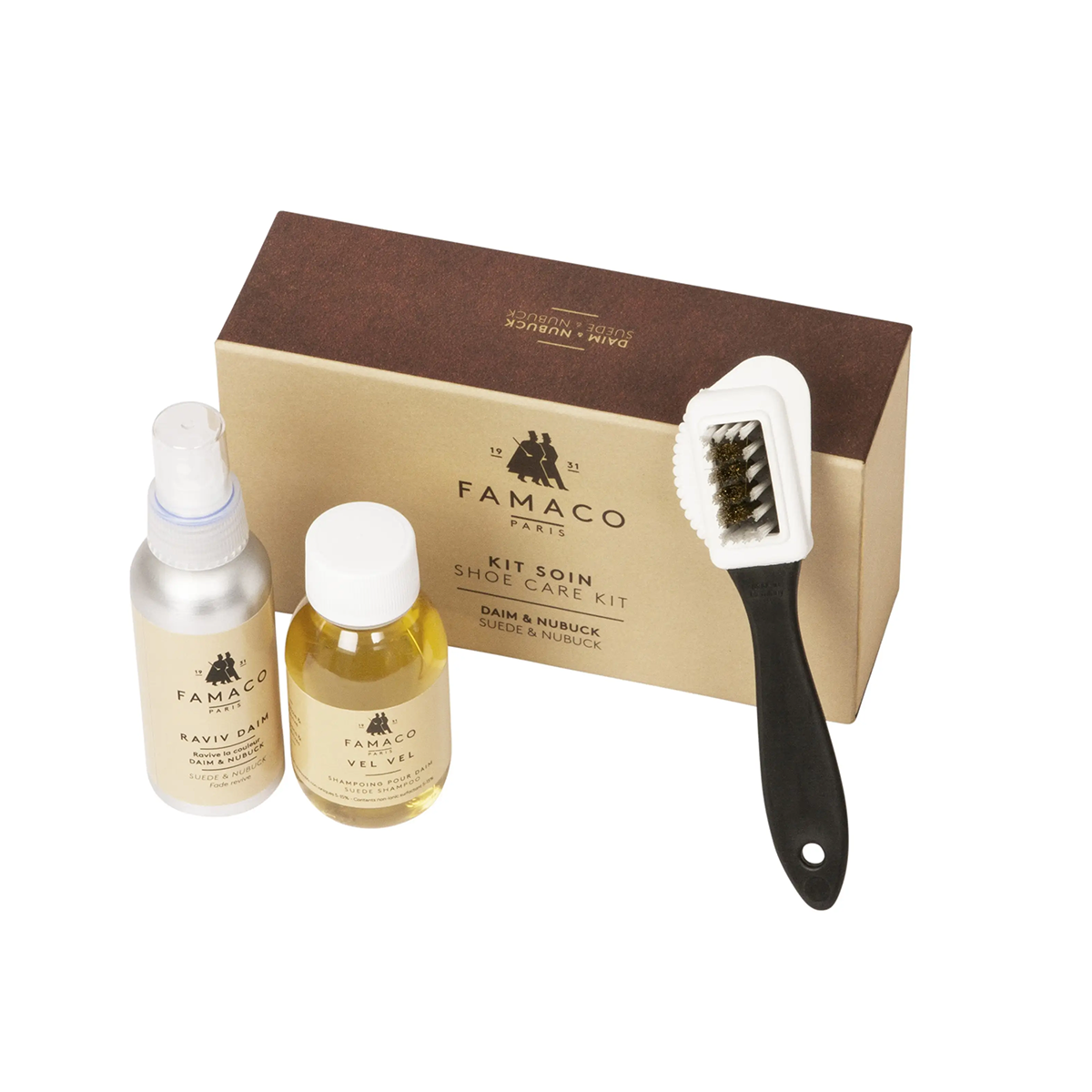 Tasker & Shaw | Luxury Menswear | Suede and nubuck care kit by Famaco