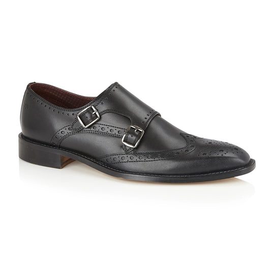 Tasker & Shaw | Luxury Menswear | Iona Monk Strap Brogue Black