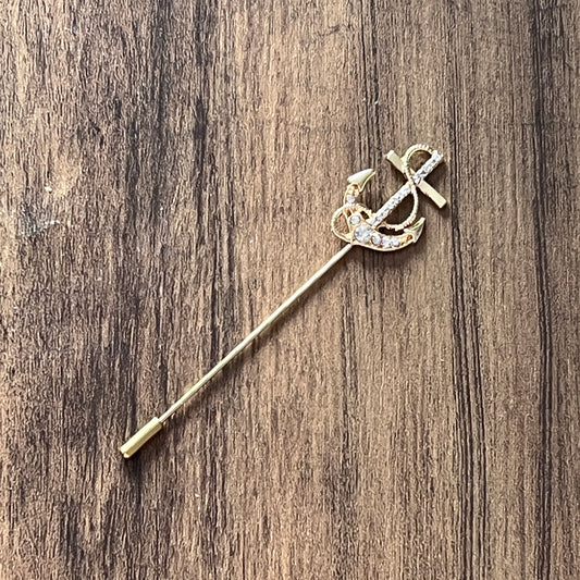 Tasker & Shaw | Luxury Menswear | Anchor & Rope Pin Gold Finish