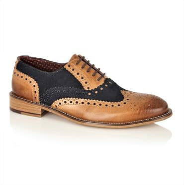 Tasker & Shaw | Luxury Menswear | Clyde Brogue Tan/Navy