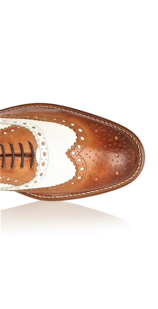 Tasker & Shaw | Luxury Menswear | Clyde Brogue Tan/White