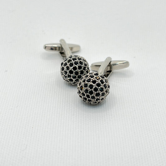 Tasker & Shaw | Luxury Menswear | Silver & black crystal sphere cufflinks