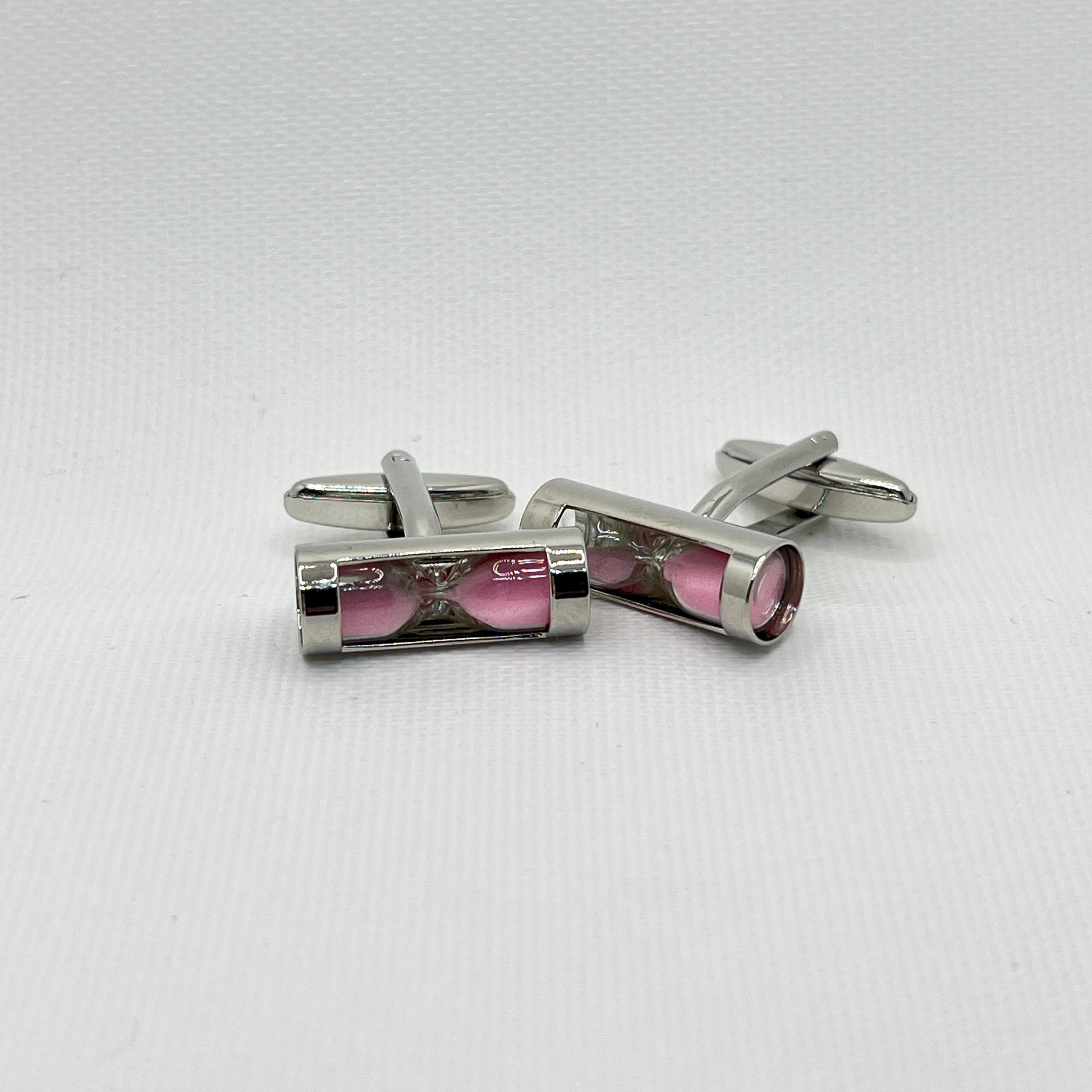 Tasker & Shaw | Luxury Menswear | Pink working hourglass timer cufflinks