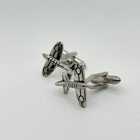 Tasker & Shaw | Luxury Menswear | Silver spitfire cufflinks