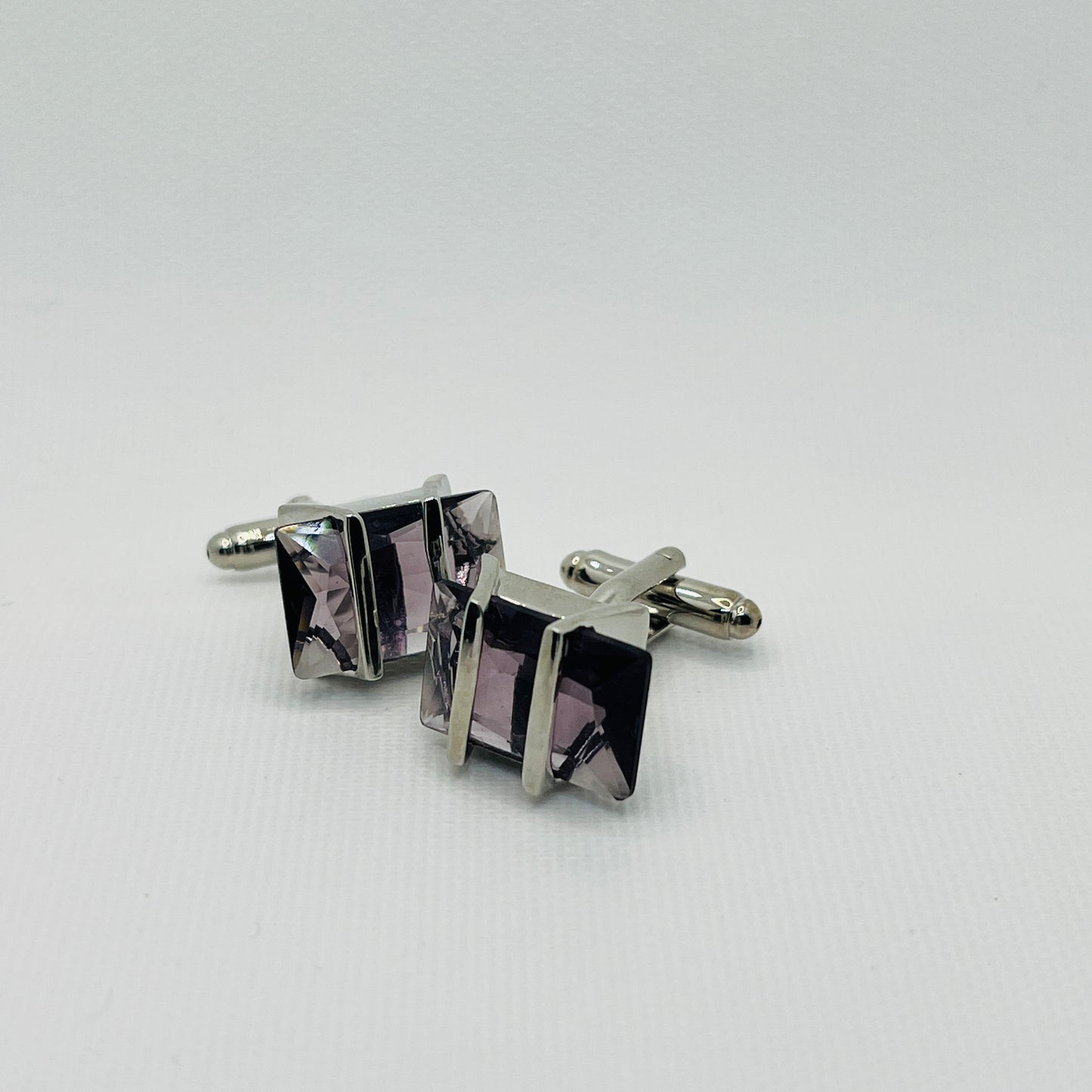 Tasker & Shaw | Luxury Menswear | Silver with clear rectangular rose crystal