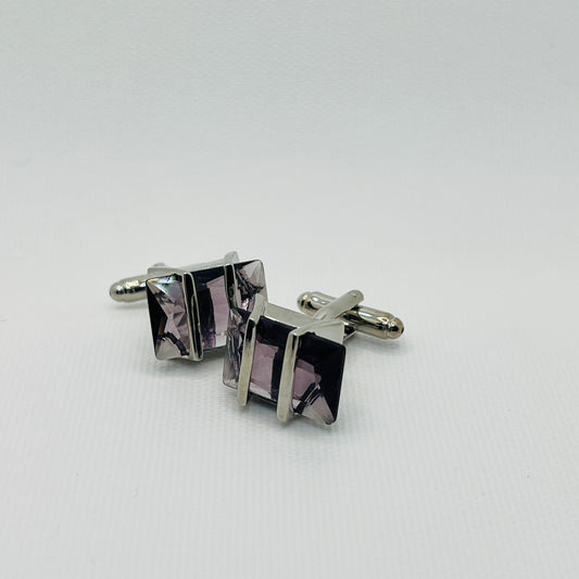 Tasker & Shaw | Luxury Menswear | Silver with clear rectangular rose crystal