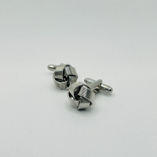 Tasker & Shaw | Luxury Menswear | Silver ribbon knot cufflinks