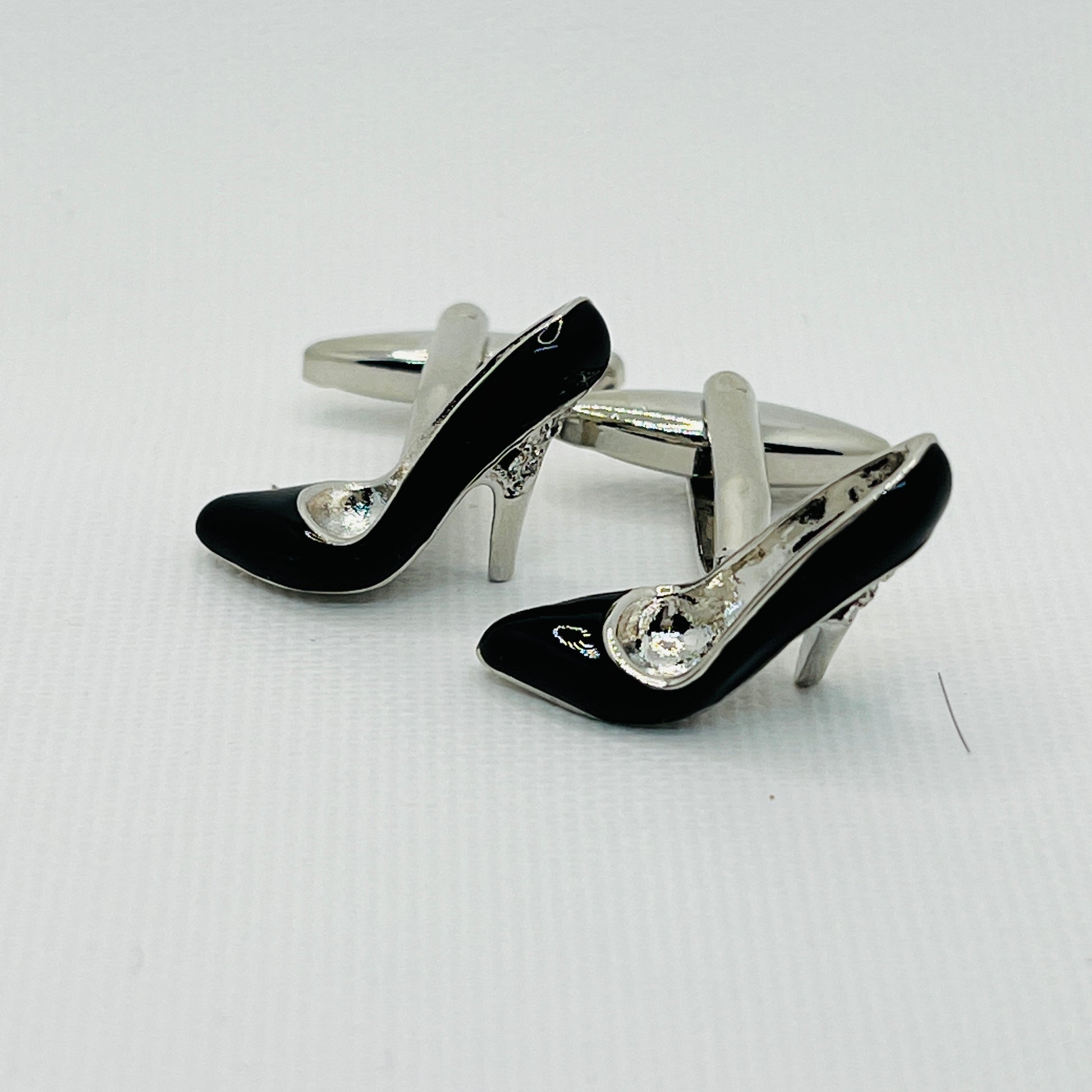 Tasker & Shaw | Luxury Menswear | Black and Silver High Heel Cufflinks