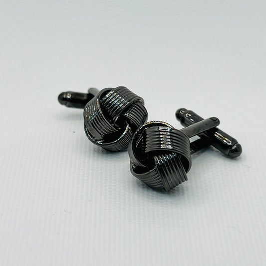 Tasker & Shaw | Luxury Menswear | Black Chrome Knot Cufflinks