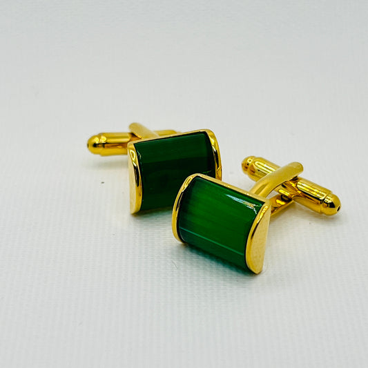 Tasker & Shaw | Luxury Menswear | Green and gold cufflinks