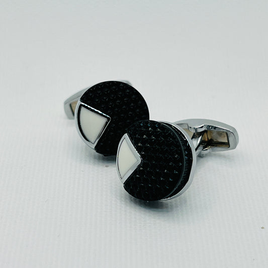 Tasker & Shaw | Luxury Menswear | Black and White Texured Resin Cufflinks