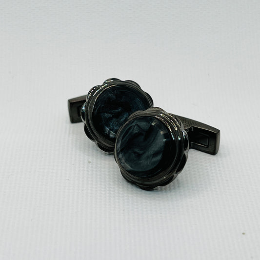 Tasker & Shaw | Luxury Menswear | Black Cufflinks with Black Marble Face
