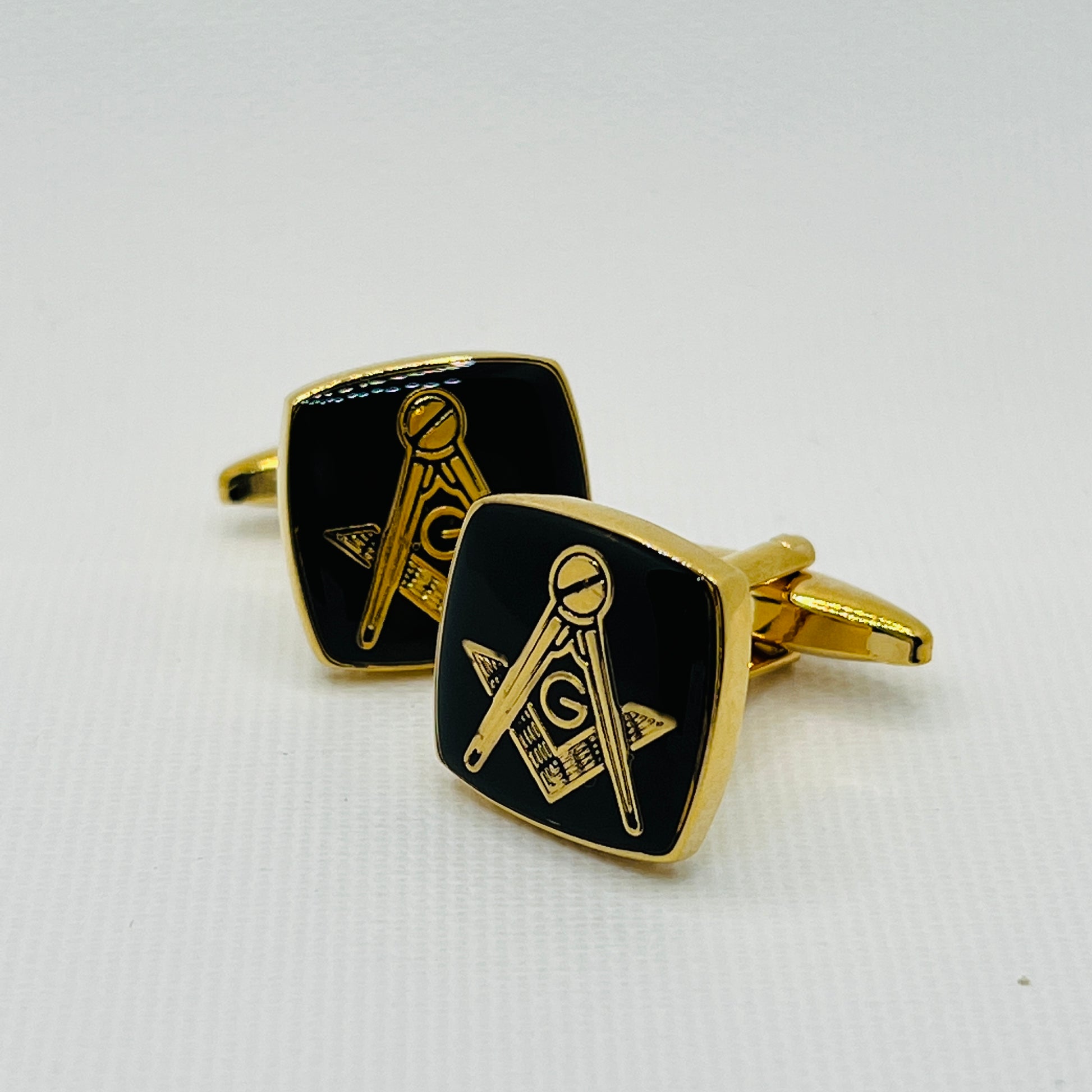 Tasker & Shaw | Luxury Menswear | Gold & black masonic cufflinks