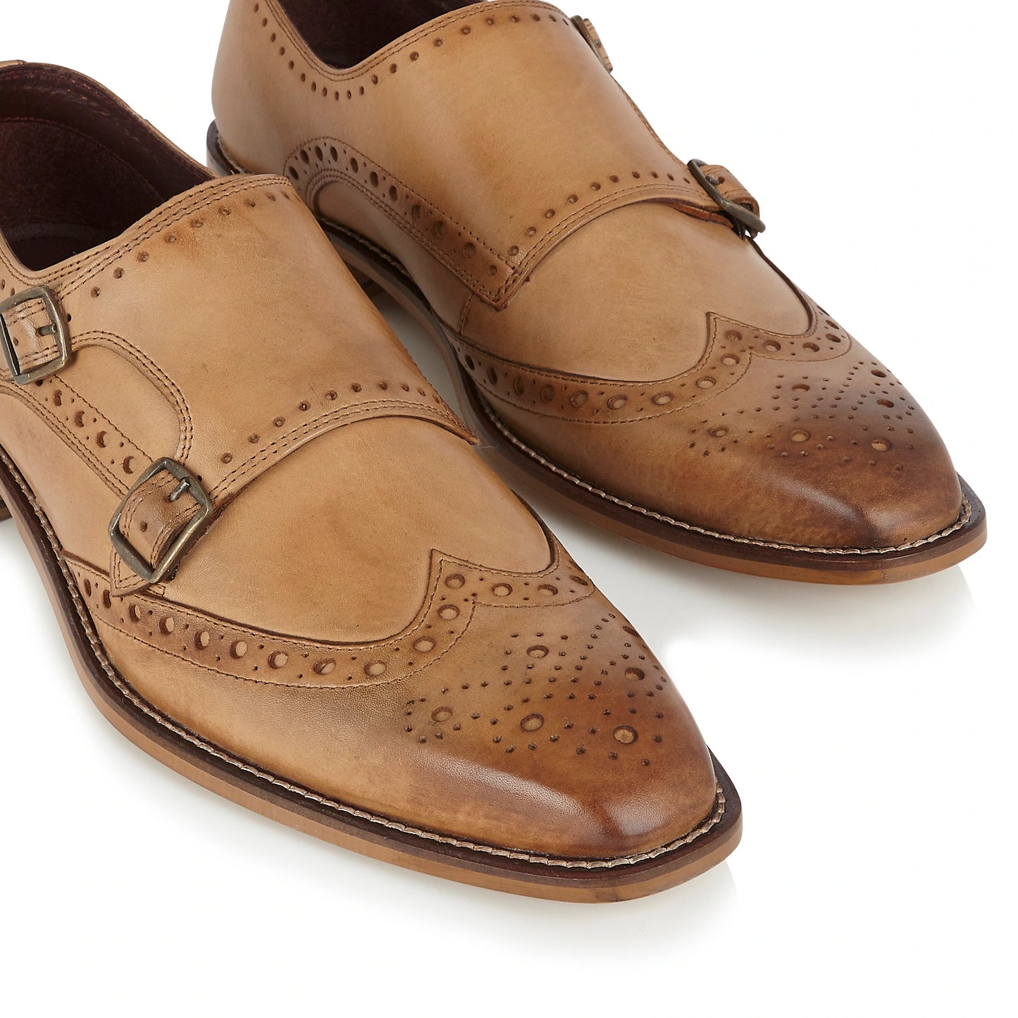 Tasker & Shaw | Luxury Menswear | Iona Monk Strap Brogue Tan
