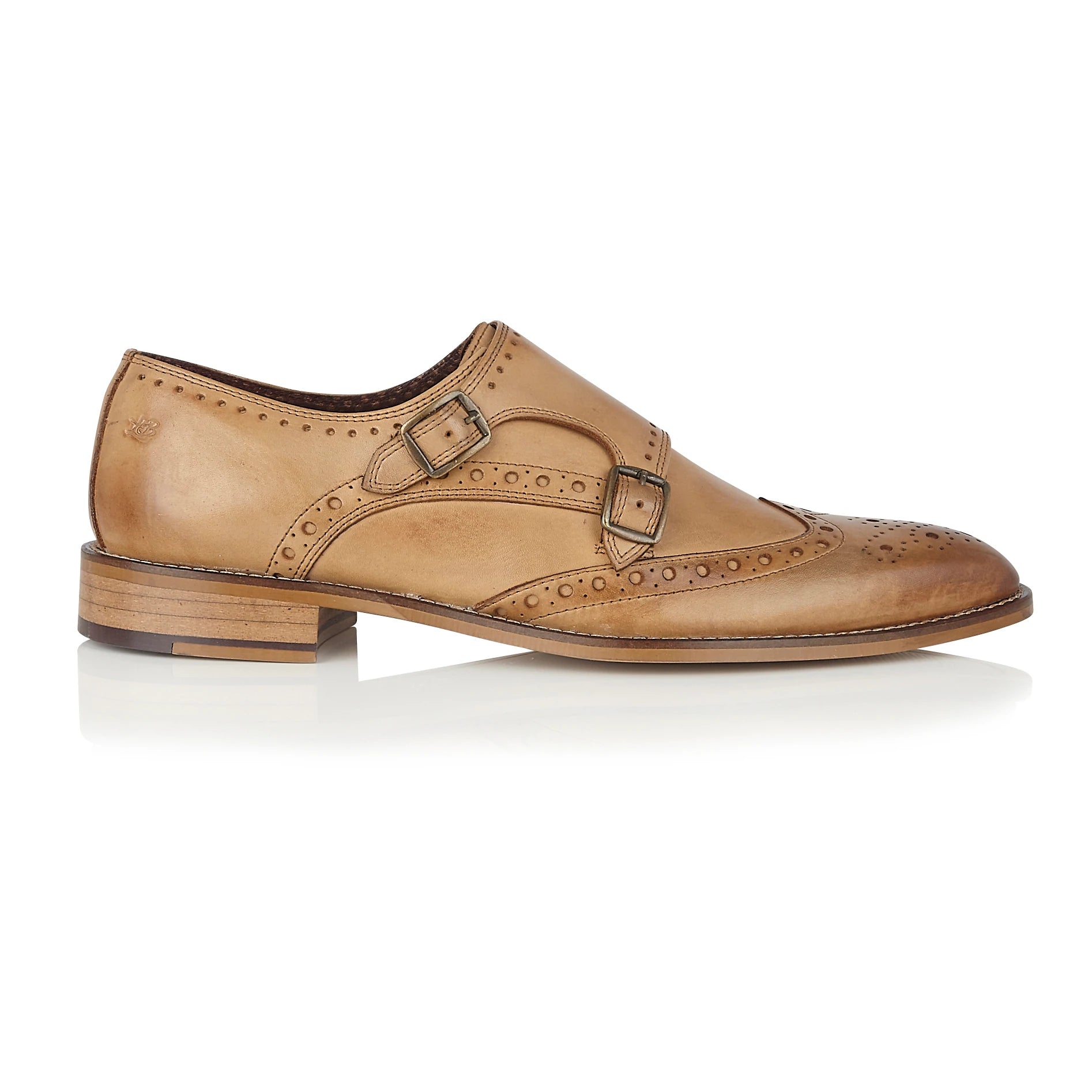 Tasker & Shaw | Luxury Menswear | Iona Monk Strap Brogue Tan