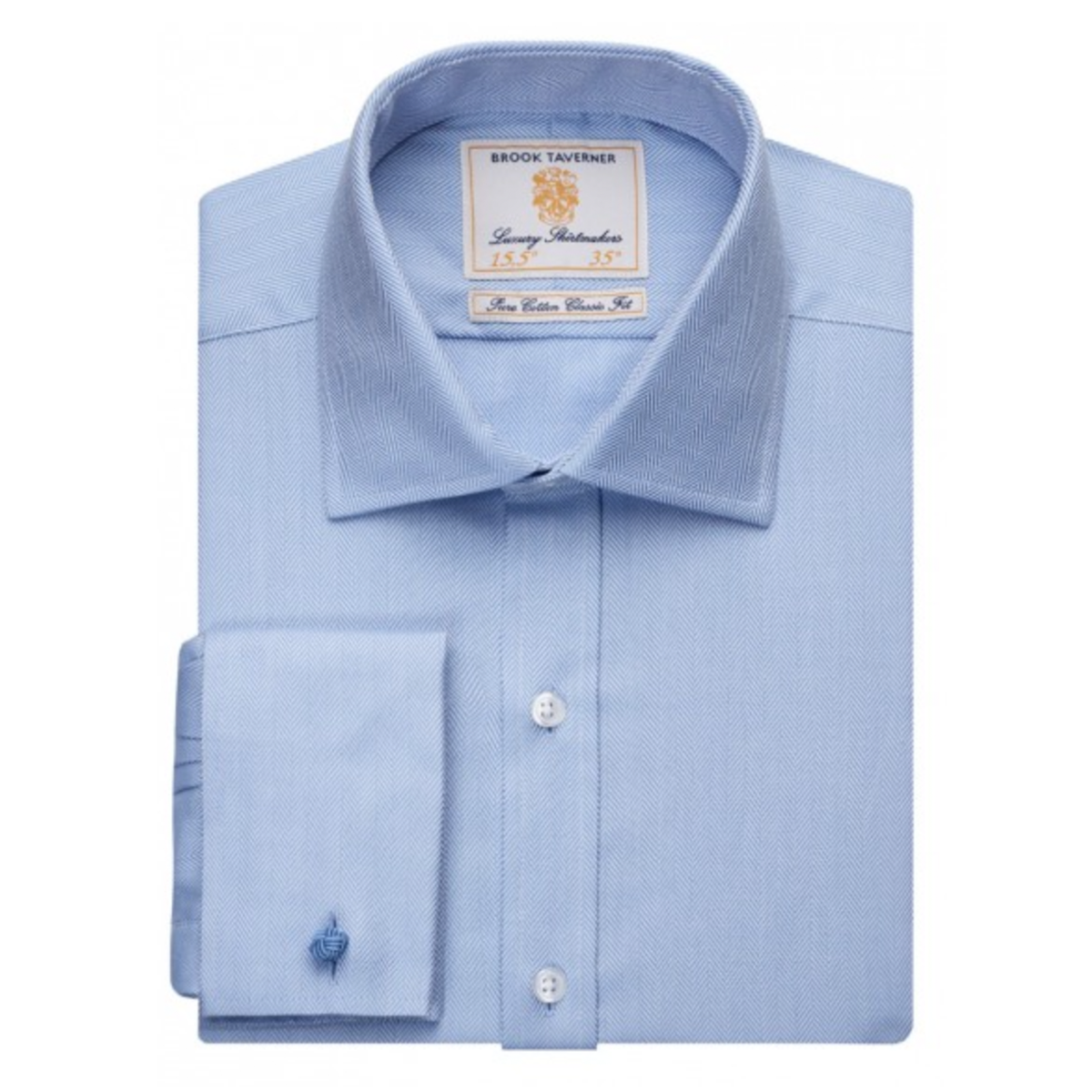 Tasker & Shaw | Luxury Menswear | BLUE SUPERFINE COTTON DOUBLE CUFF SHIRT