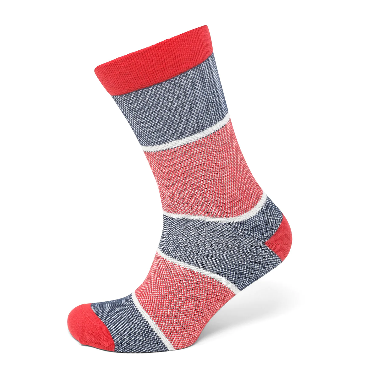 Tasker & Shaw | Luxury Menswear | Red & blue striped woven socks, French cotton