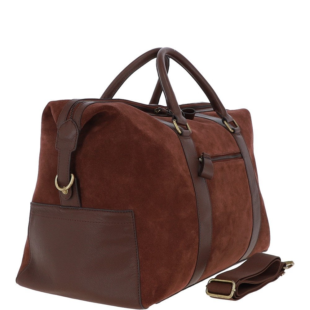 Tasker & Shaw | Luxury Menswear | Harrington suede and Leather Luxury Holdall / Weekender